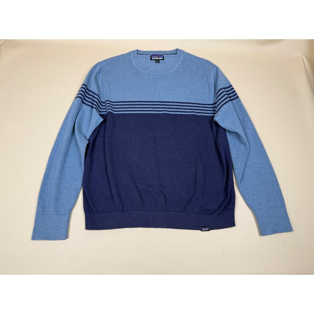 Patagonia L Crewneck Sweater Gorpcore Organic Cotton Striped Colorblock